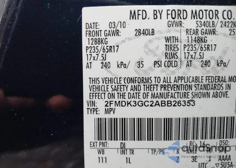 2010 Ford Edge Se from USA, damaged, VIN 2FMDK3GC2ABB26353